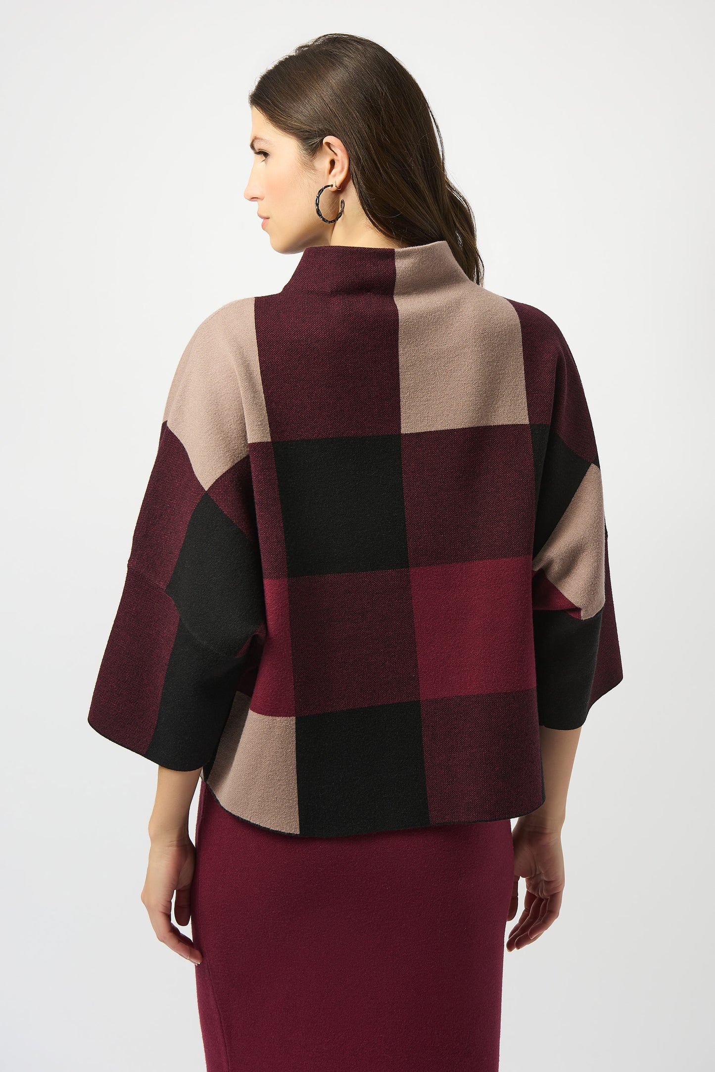 Plaid Jacquard Sweater Knit Top