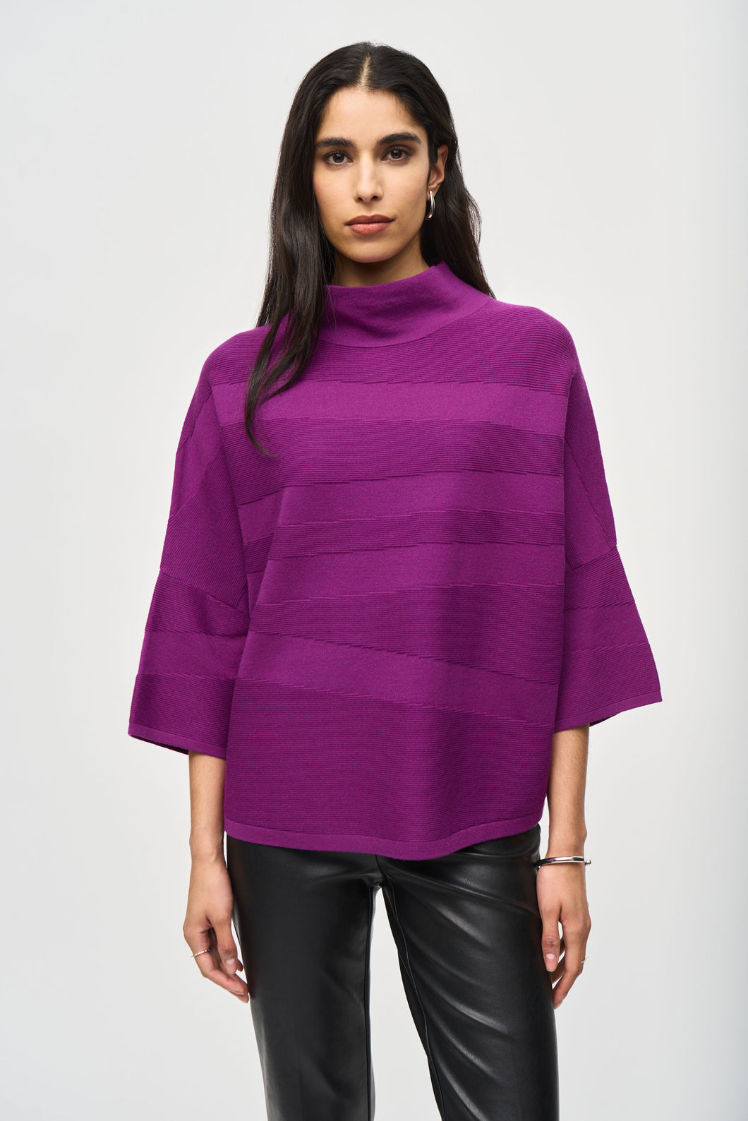 Sweater Knit Mock Neck Boxy Top by Joseph Ribkoff (available in plus sizes)