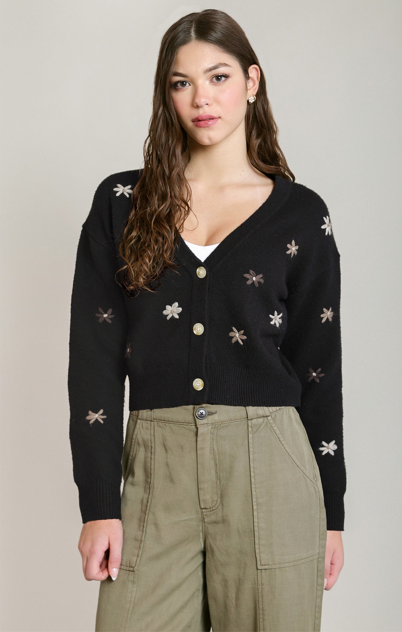 Embroidered Flower Cardigan