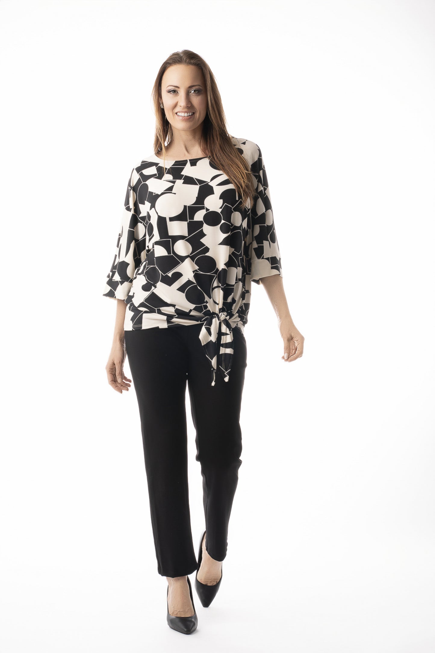 Patterned Front Tie Top