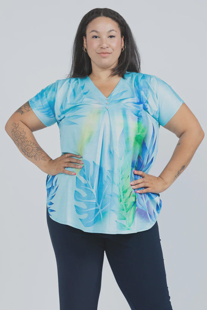 3 Button Ocean Oasis Draped Top