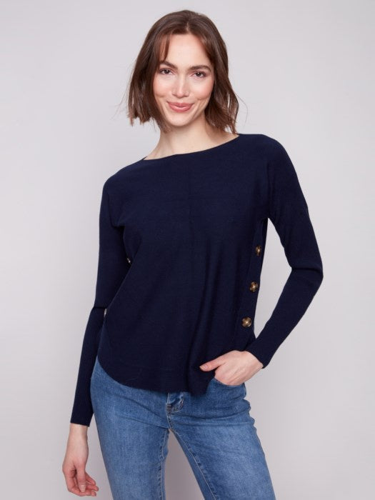 Navy Boat Neck Sweater