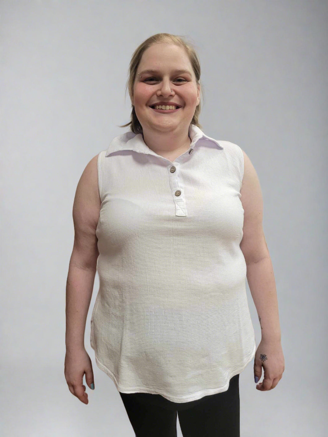 Jemma Sleeveless White Top by Ezze Wear (available in plus sizes)