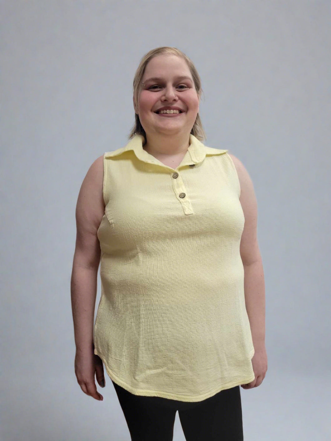 Jemma Sleeveless Yellow Top by Ezze Wear (available in plus sizes)