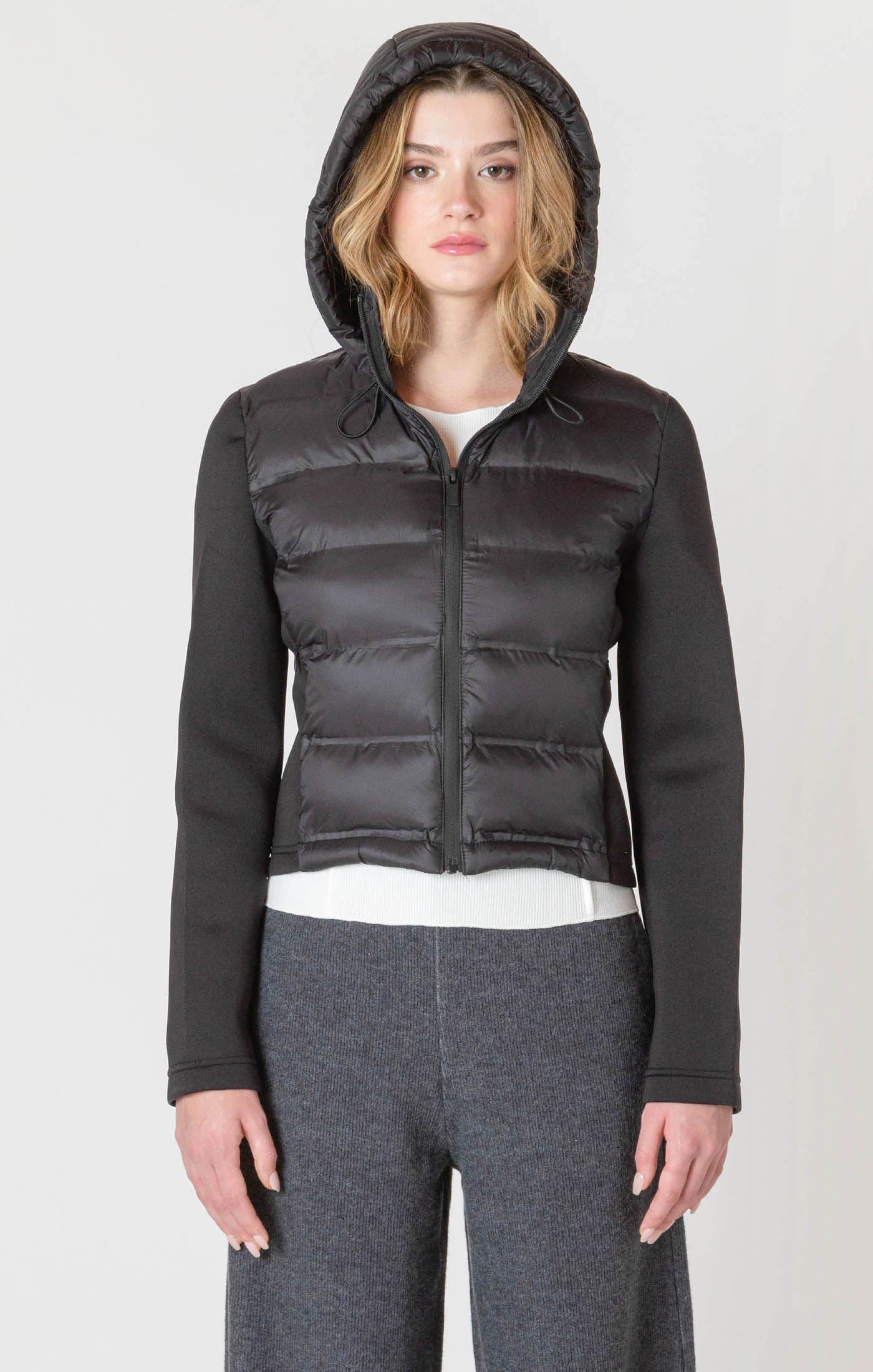 MIXED FABRIC PUFFER JACKET