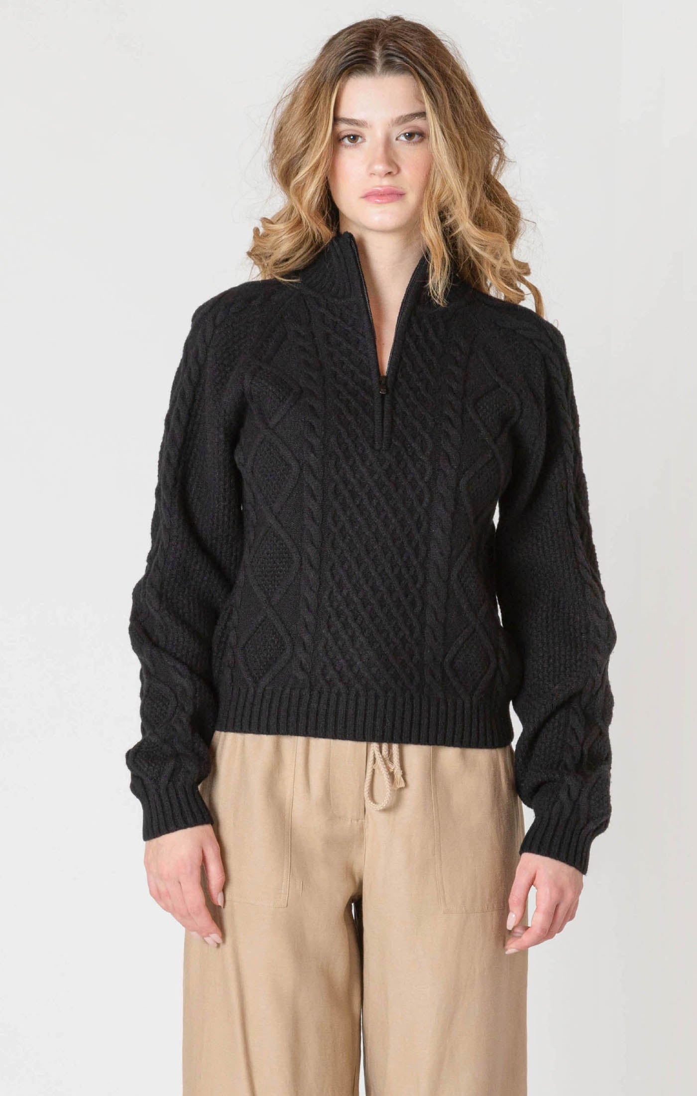 BLACK CABLE SWEATER