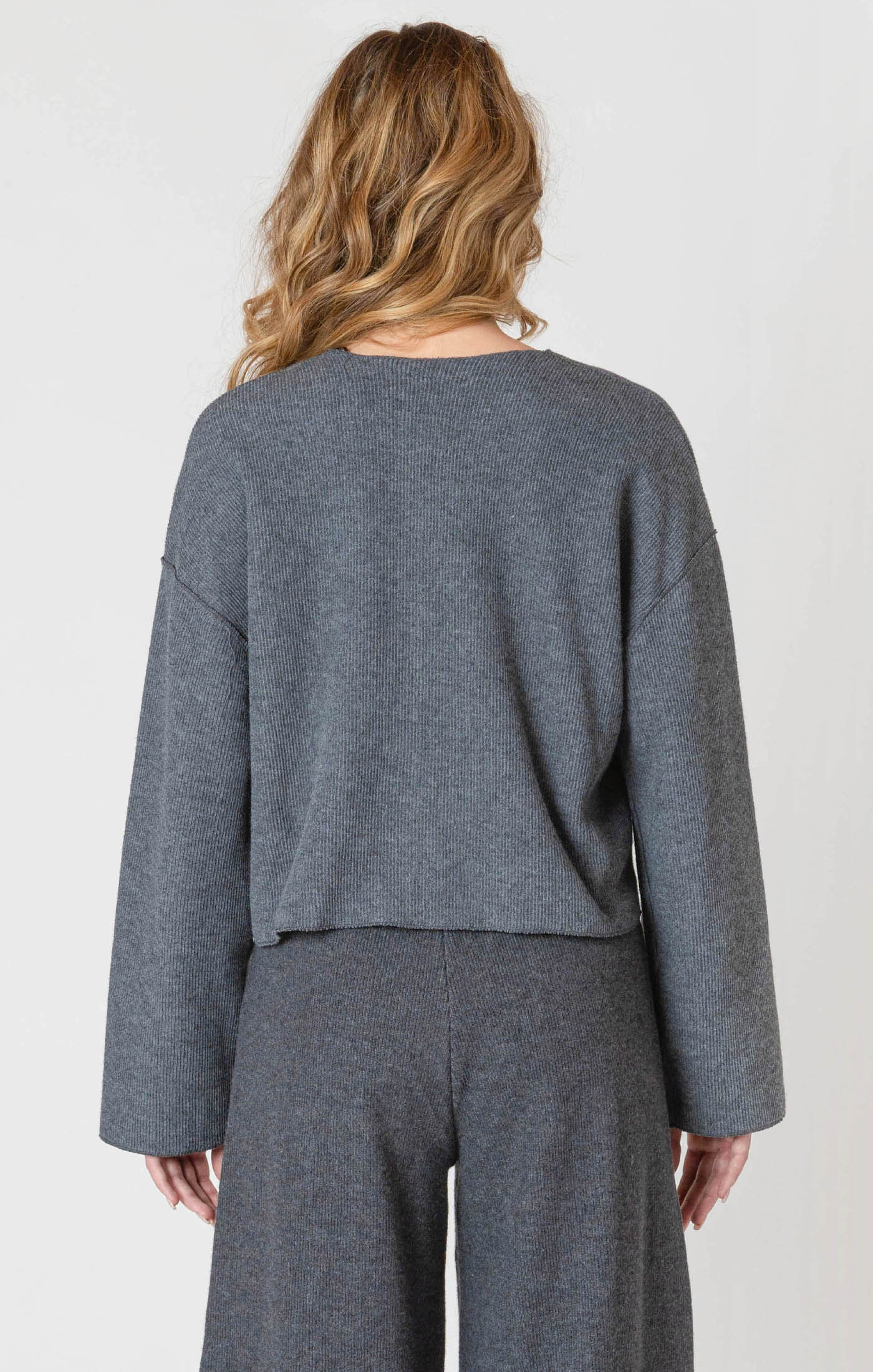 RIBBED CARDIGAN in Charcoal