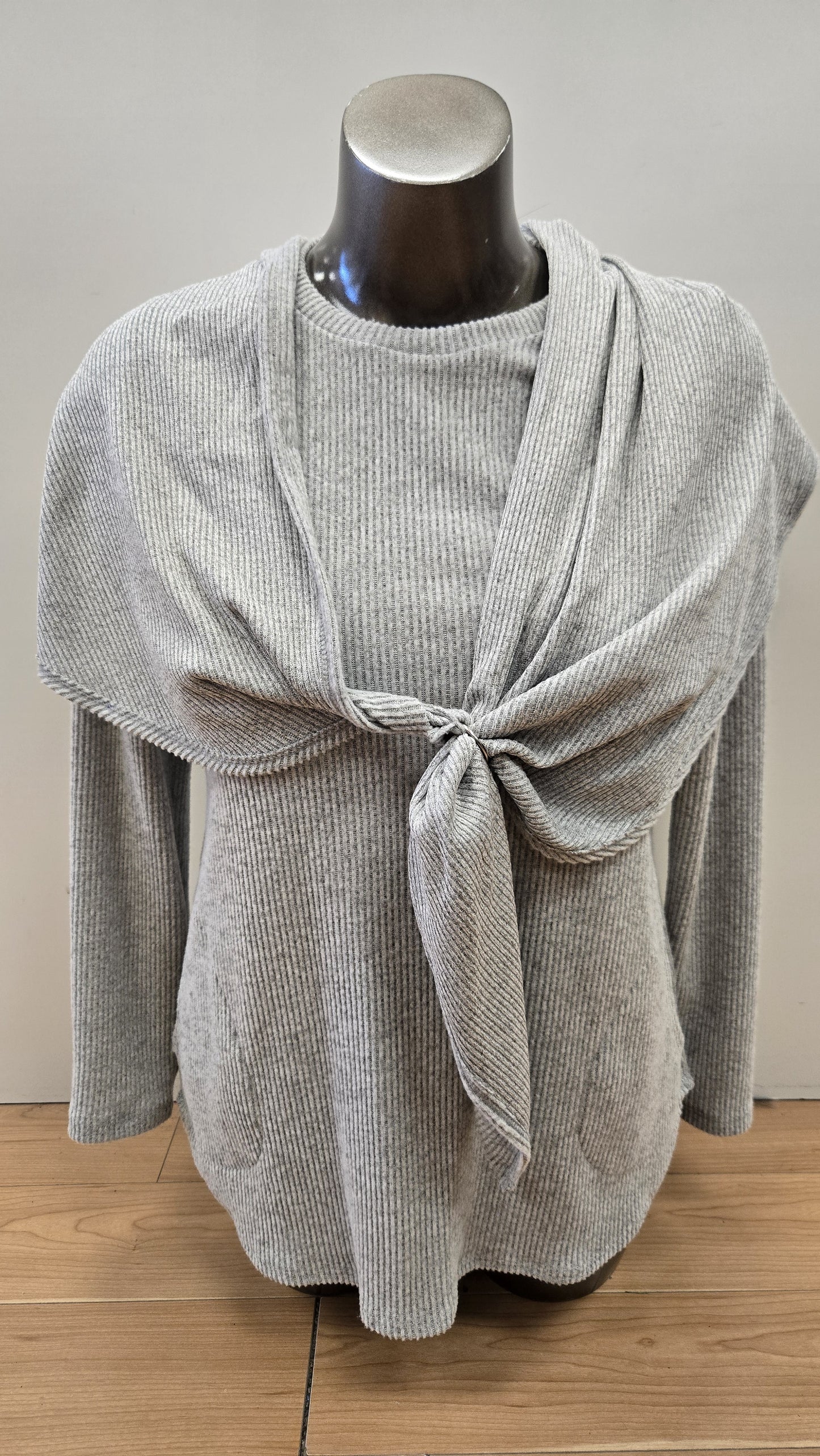 Grey Ribbed 2 Piece Top