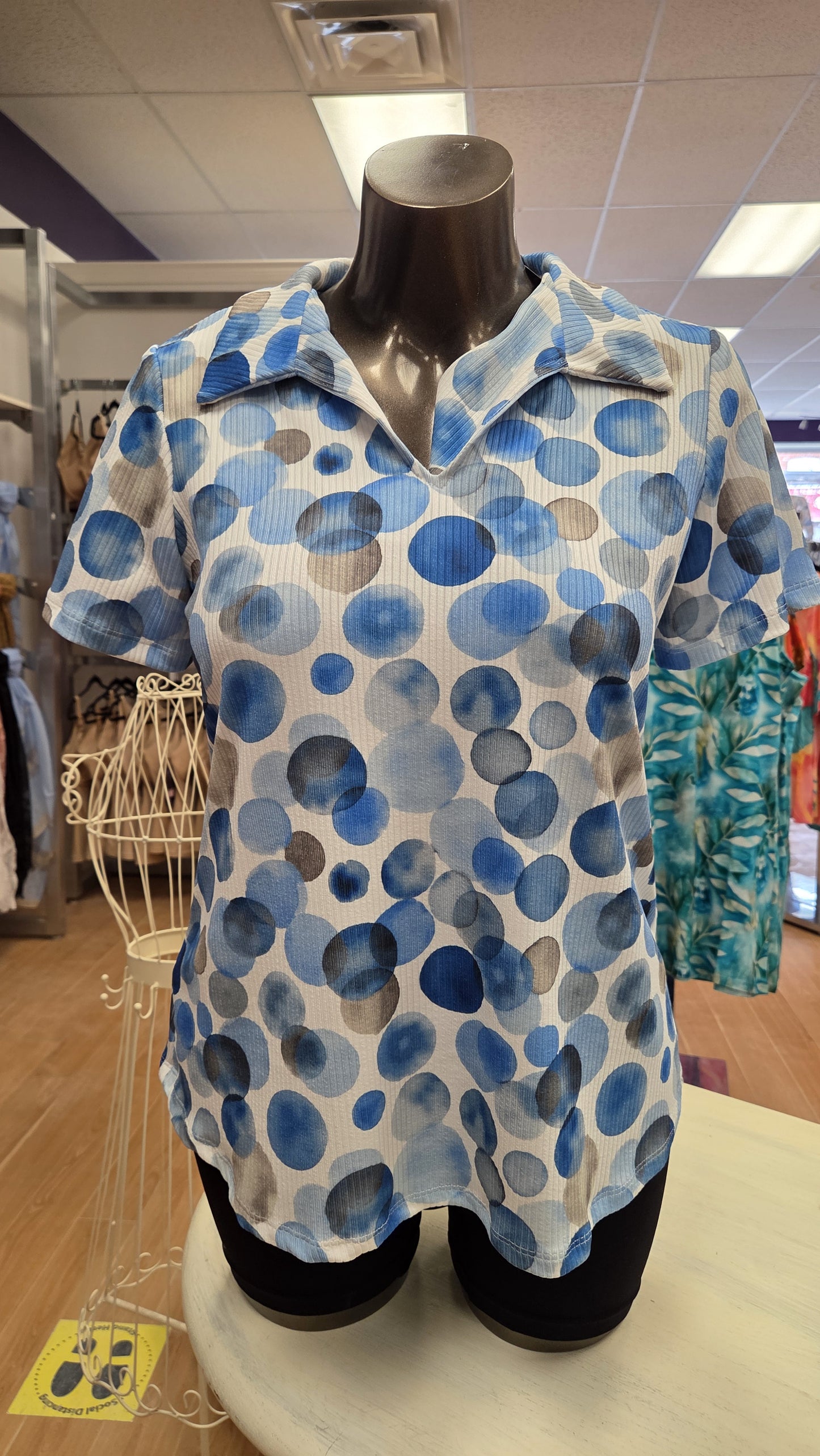 Chambray Collared Top