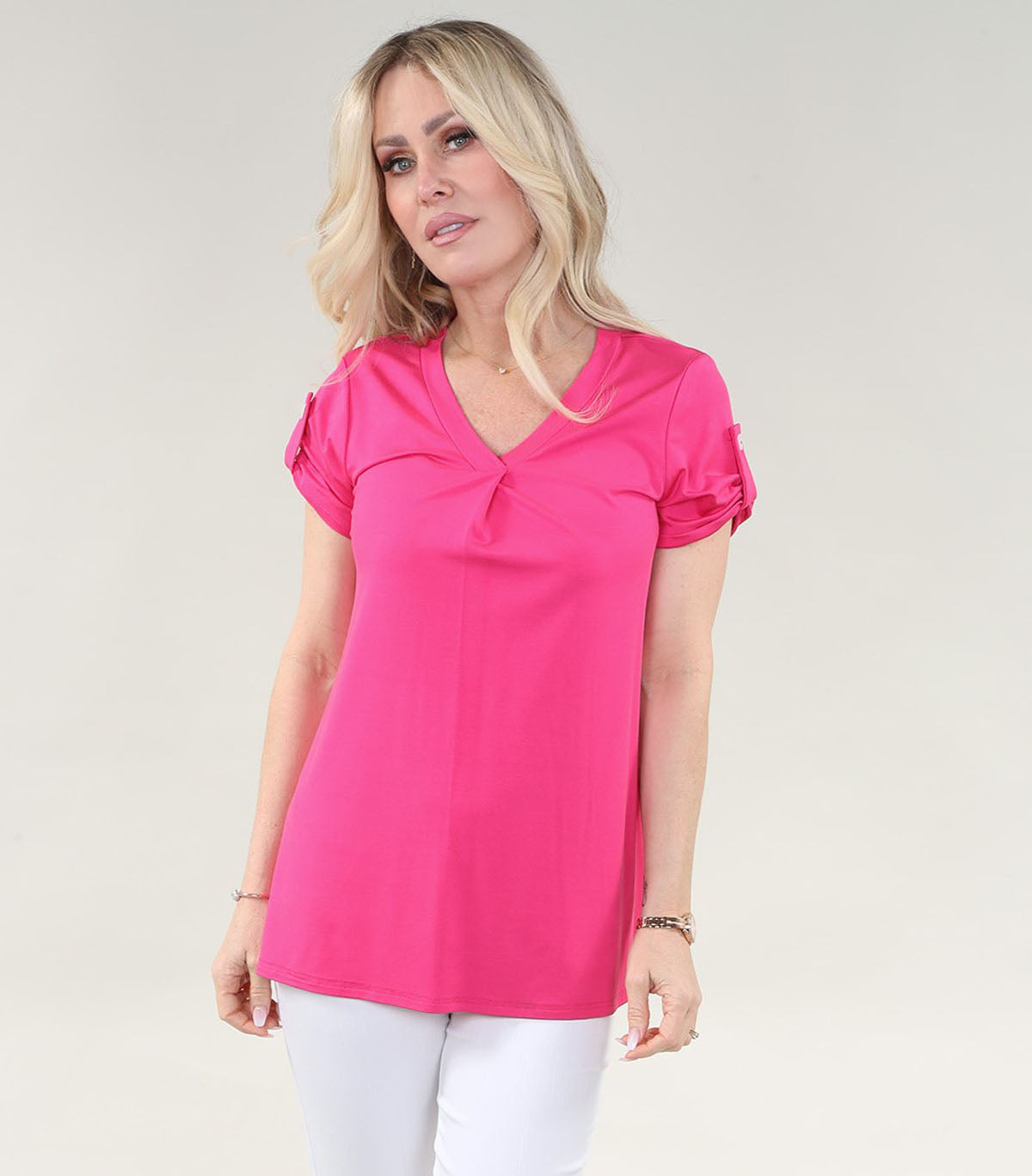 Fuchsia Vneck Top