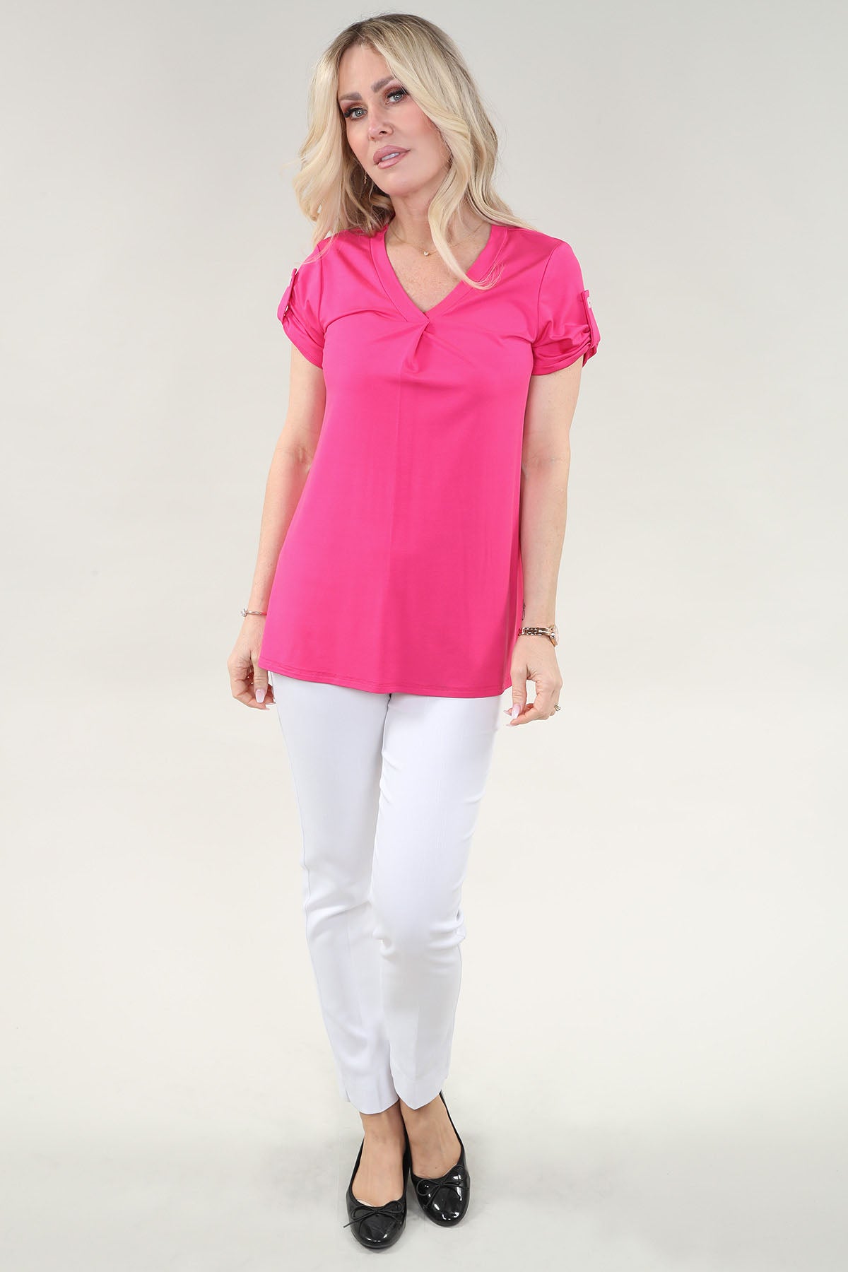 Fuchsia Vneck Top