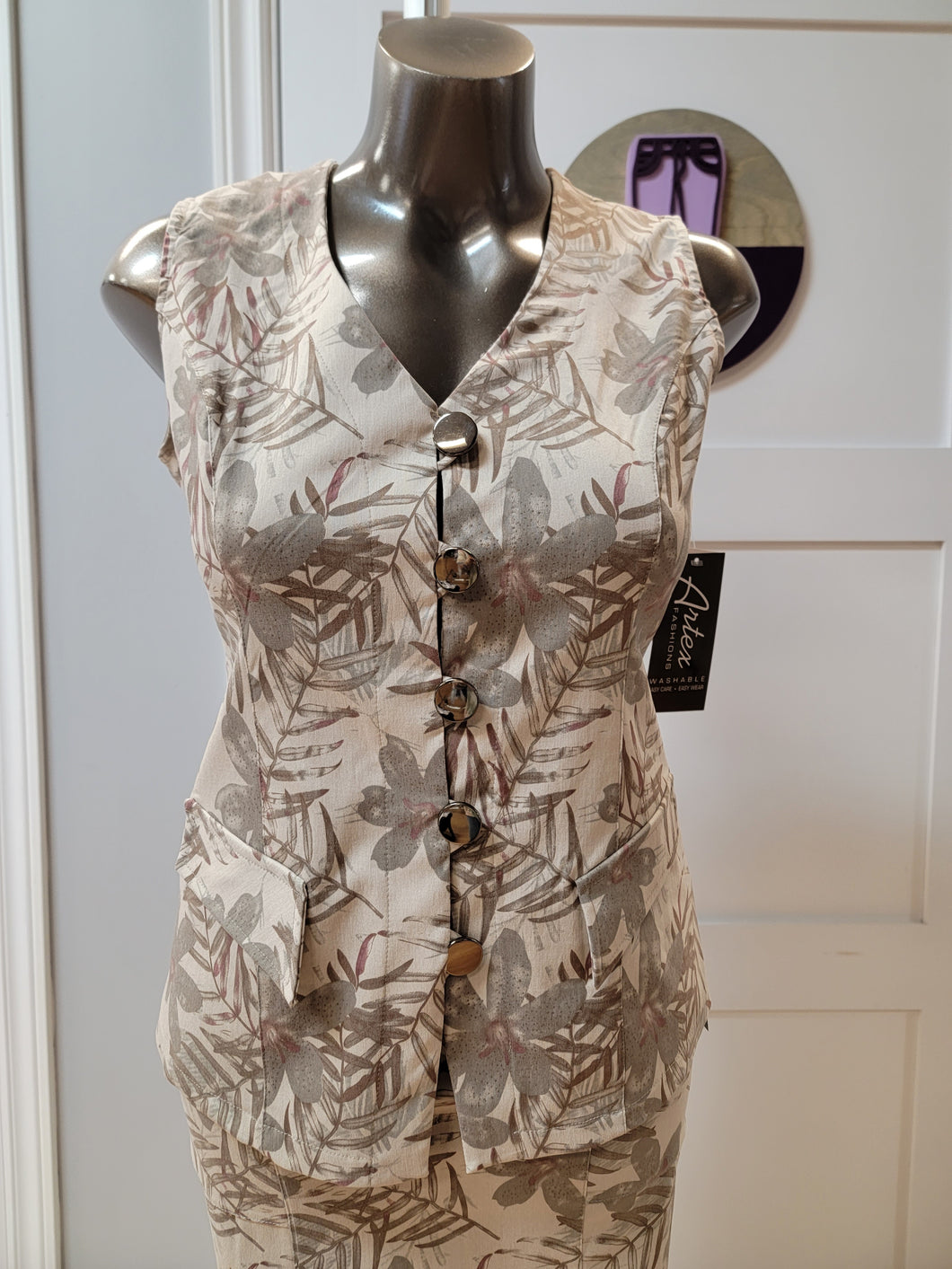 Tropical Print Vest by Artex (available in plus sizes)
