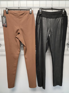 Ponte De Roma Faux Leather Pants by Artex available in plus sizes and 2 colours