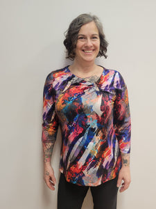3/4 Sleeve Printed Top by Modes Crystal available in plus sizes