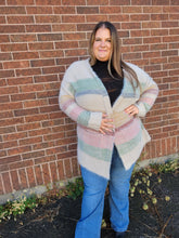 Load image into Gallery viewer, EYELASH COLORBLOCK STRIPED CARDIGAN by Dex (available in plus sizes)
