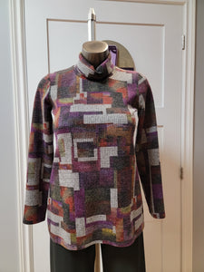 Purple Patterned Cowl Neck Top by Pure Essence