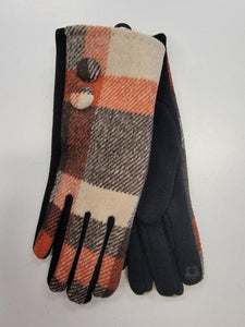 Orange/Brown Plaid Gloves