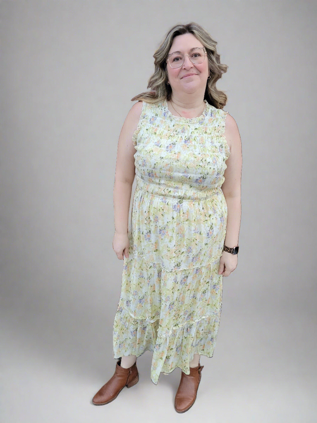 SMOCKED BODICE MAXI DRESS by Dex (available in plus sizes)