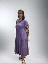 Load image into Gallery viewer, Lilac Bamboo Tiered Short Sleeve Dress by Pure Essence
