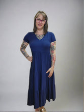 Load image into Gallery viewer, Blue Bamboo Tiered Short Sleeve Dress by Pure Essence
