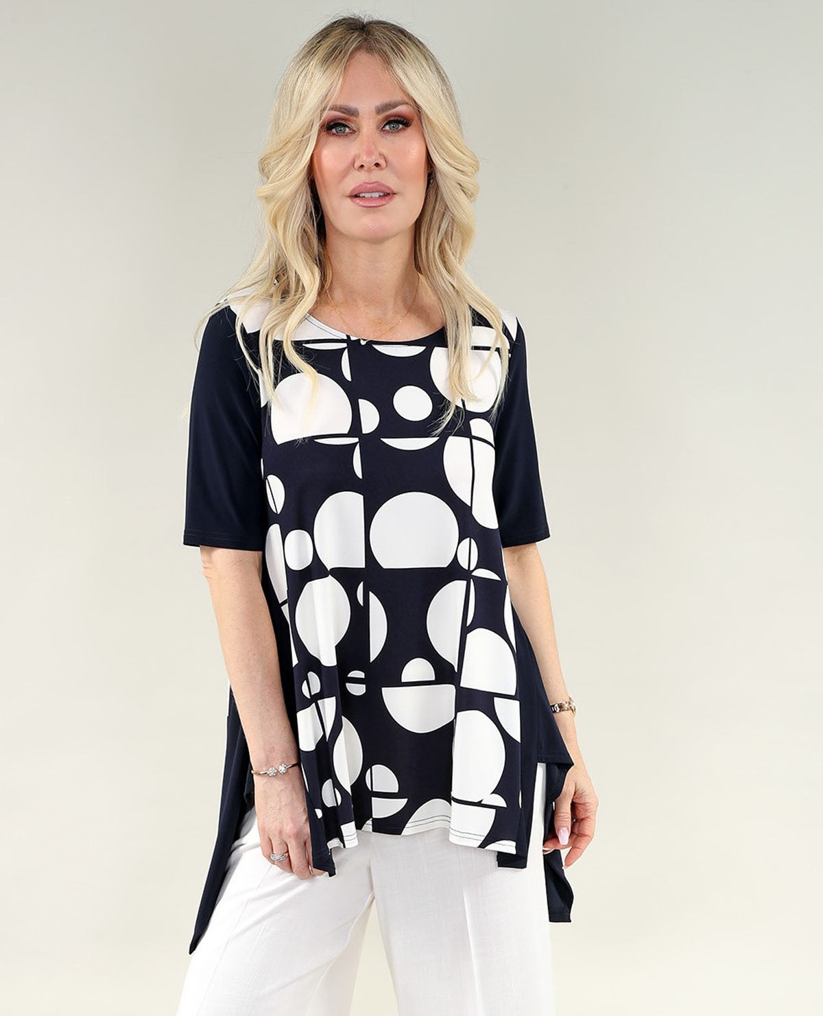 Navy Patterned Top