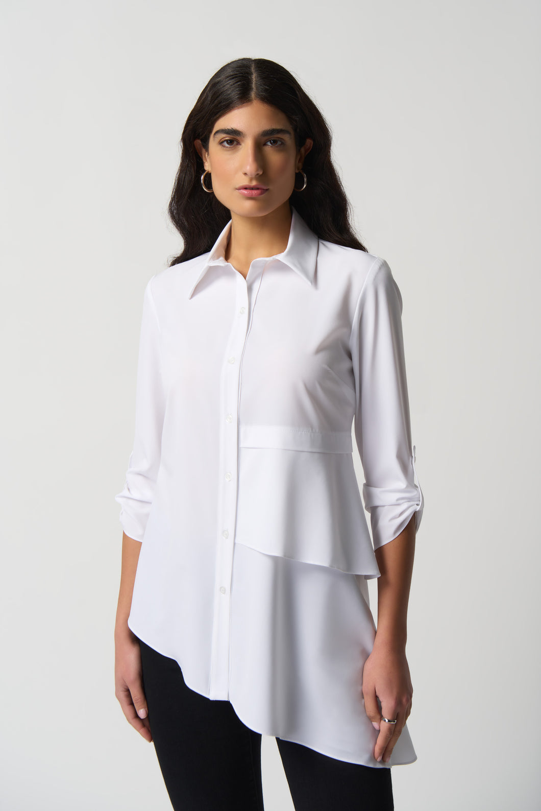 Asymmetrical Ruffled Blouse by Joseph Ribkoff (available in plus sizes)