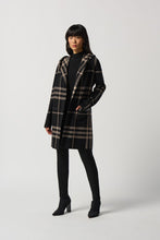 Load image into Gallery viewer, Plaid Jacquard Hooded Coat by Joseph Ribkoff
