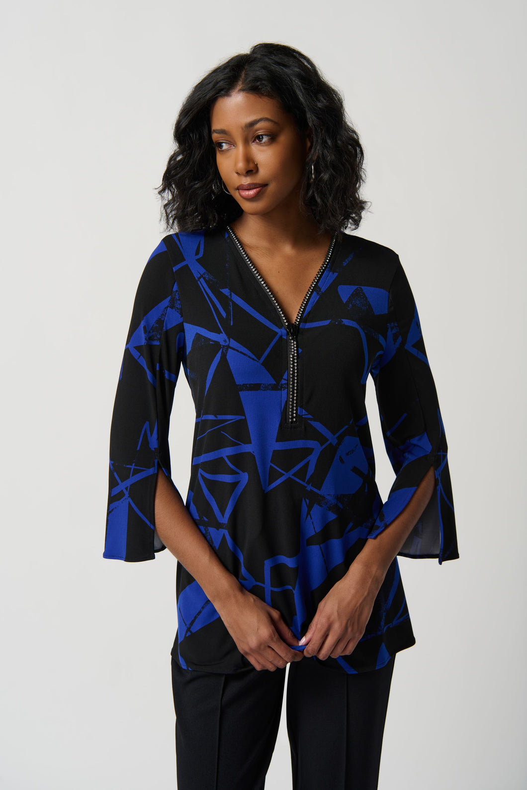 Abstract Print Silky Knit Fit And Flare Tunic - Joseph Ribkoff