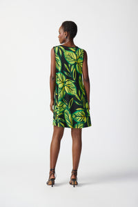 Tropical Print Silky Knit A-line Dress by Joseph Ribkoff (available in plus sizes)
