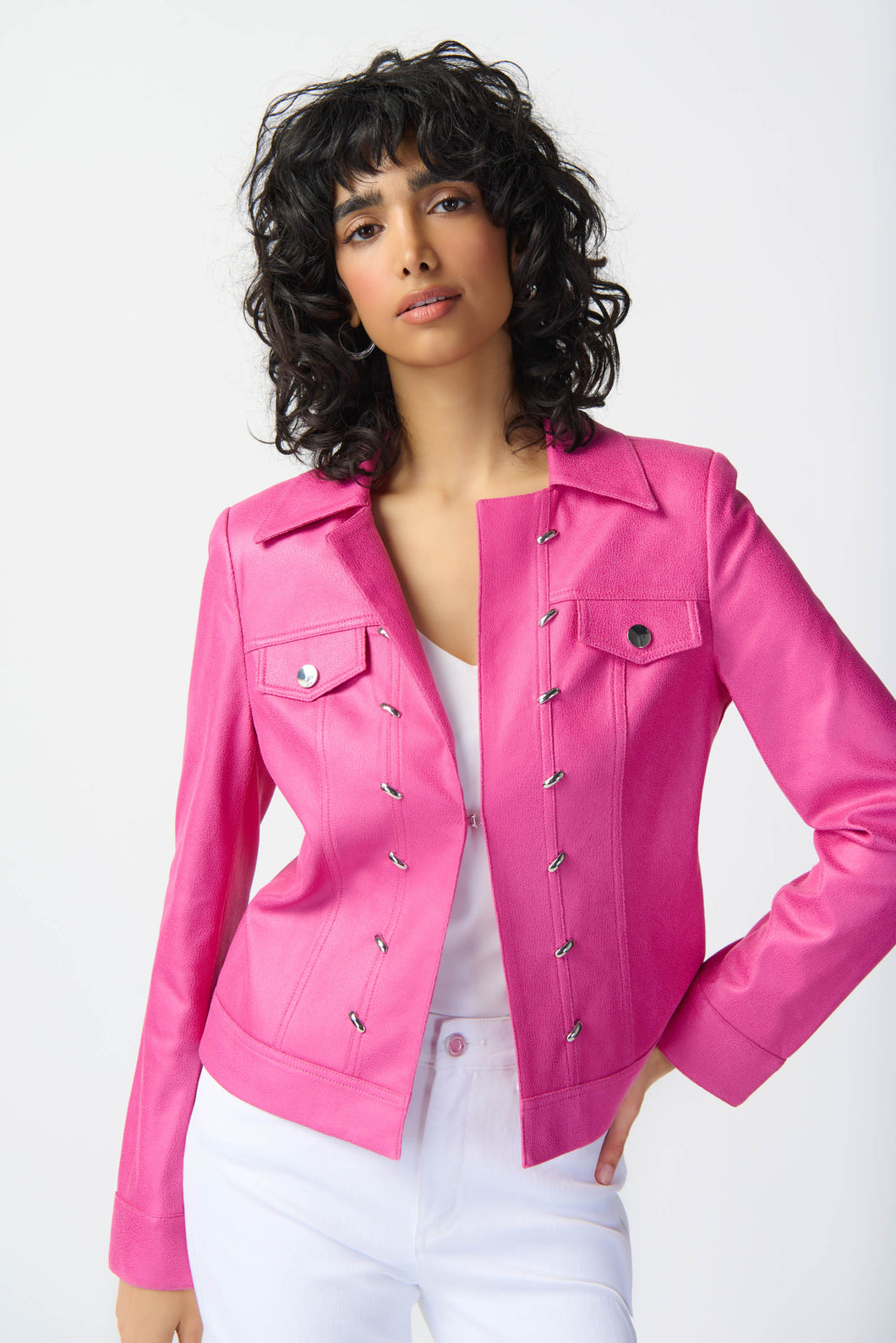 Foiled Suede Jacket With Metal Trims - Joseph Ribkoff