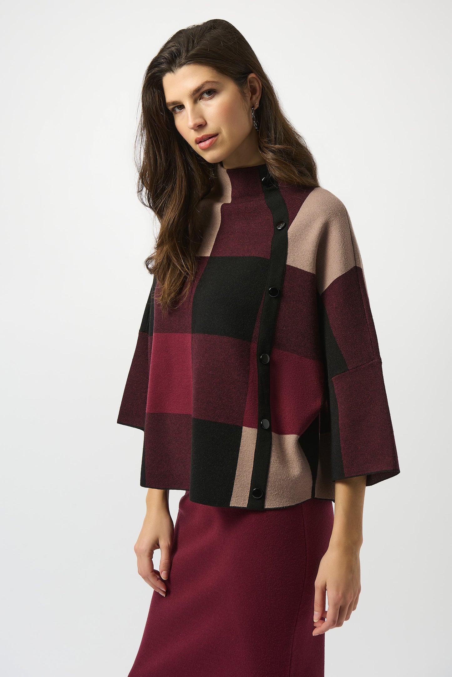 Plaid Jacquard Sweater Knit Top