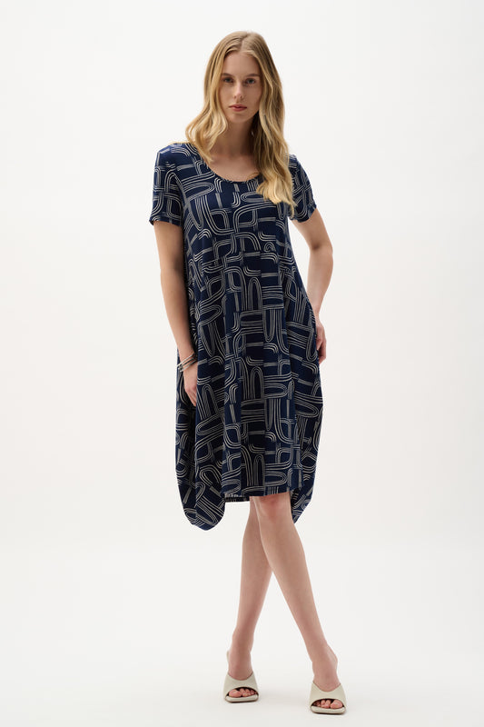 Geometric Print Cocoon Dress