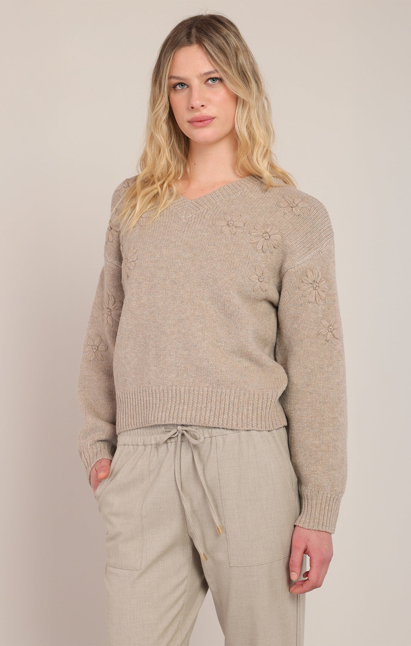 Flower Embroidered Sweater Top