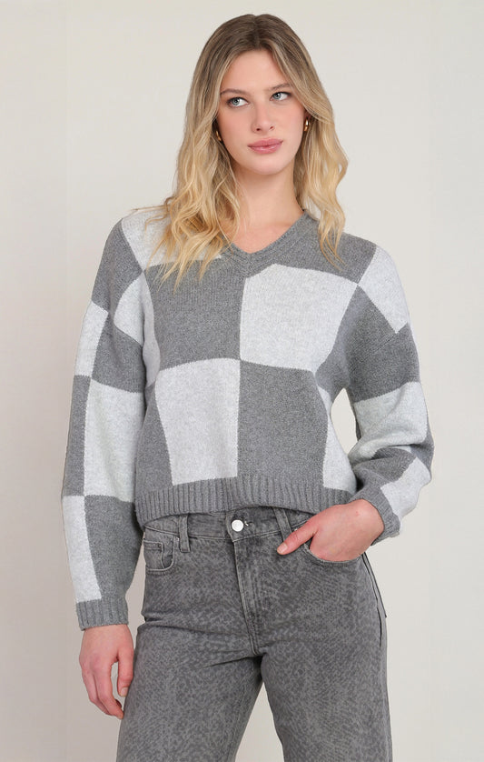 Colour Block Sweater Heather Grey