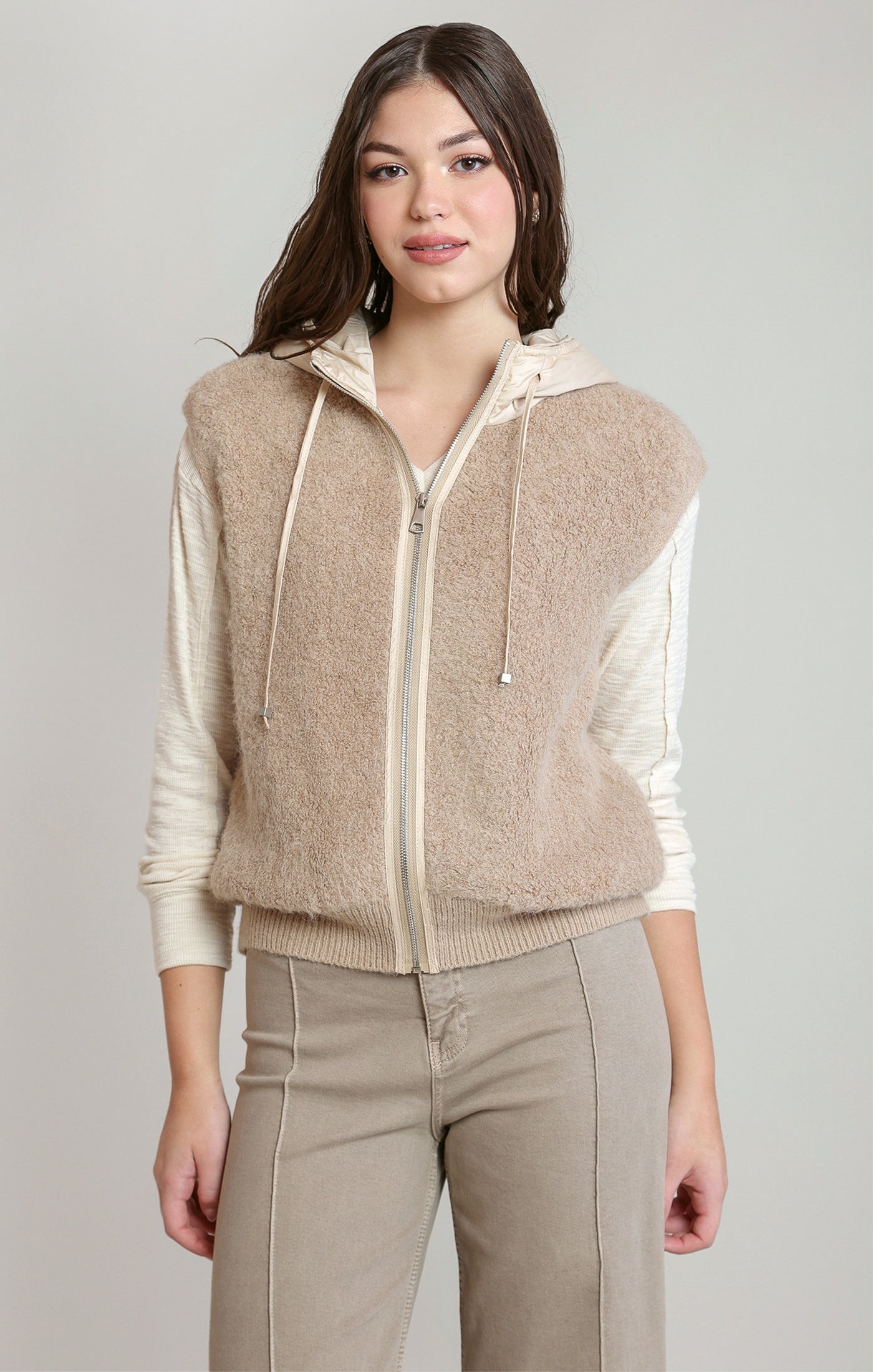 Hooded Boucle Vest