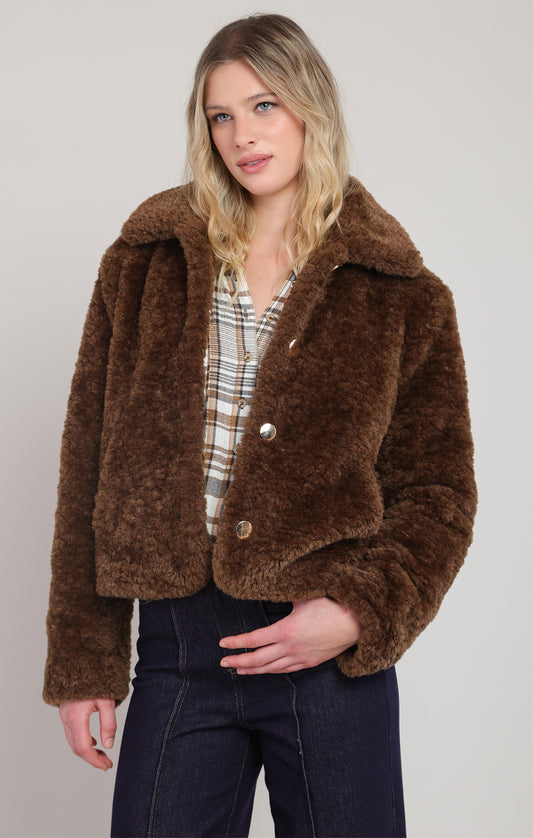 Faux Fur Coat Minky Brown
