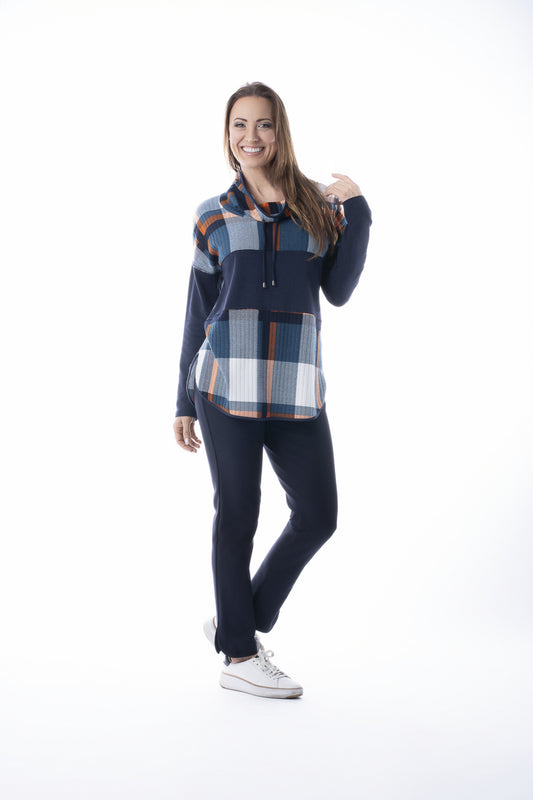 Plaid Top w/t Solid Stripe