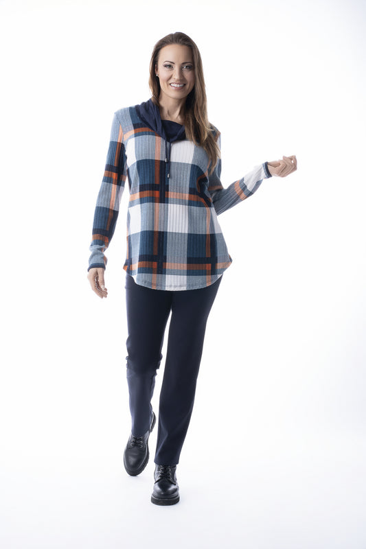 Plaid Top w/t solid Cowl