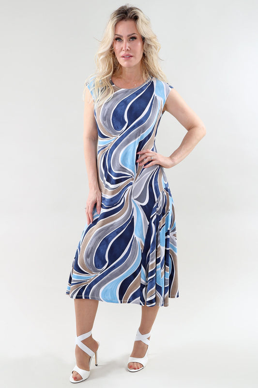 Swirl Cap Sleeve Dress