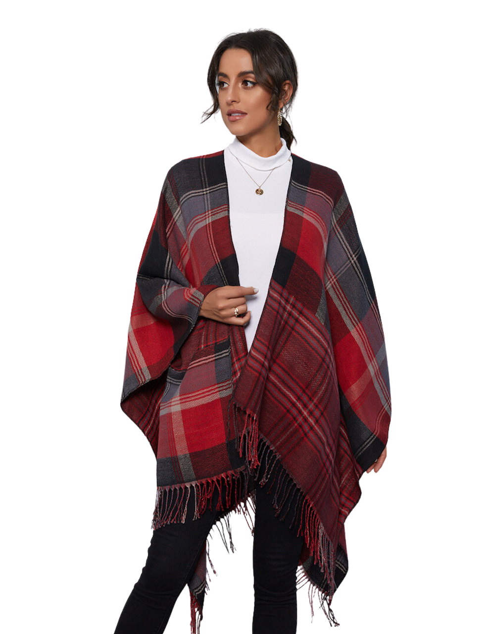 Red/Grey Plaid Cape by Wellco