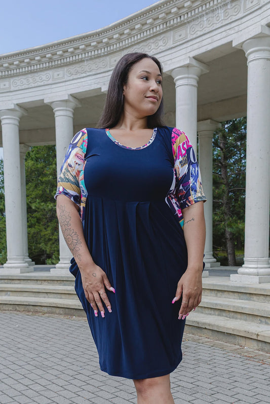 Navy Pocketed Dress