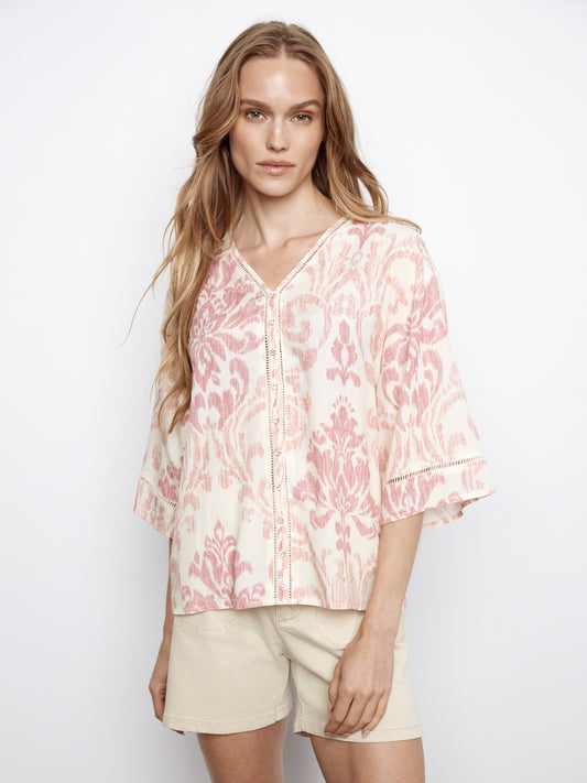 V-Neck Printed Blouse