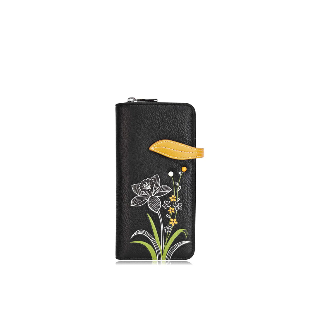Black Daffodil Clutch Wallet by Espe