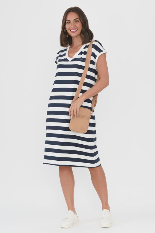 Zena Navy Stripe T-Shirt Dress