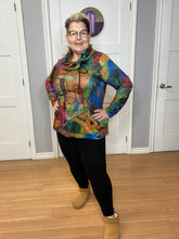 Load image into Gallery viewer, Multi Coloured Patterned Cowl Neck Tunic by Pure Essence
