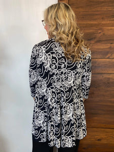 Jacquard Print Open Jacket by Black Labb (available in plus sizes)