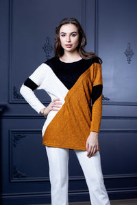 Tri Colour Knit Top by Artex available in plus sizes