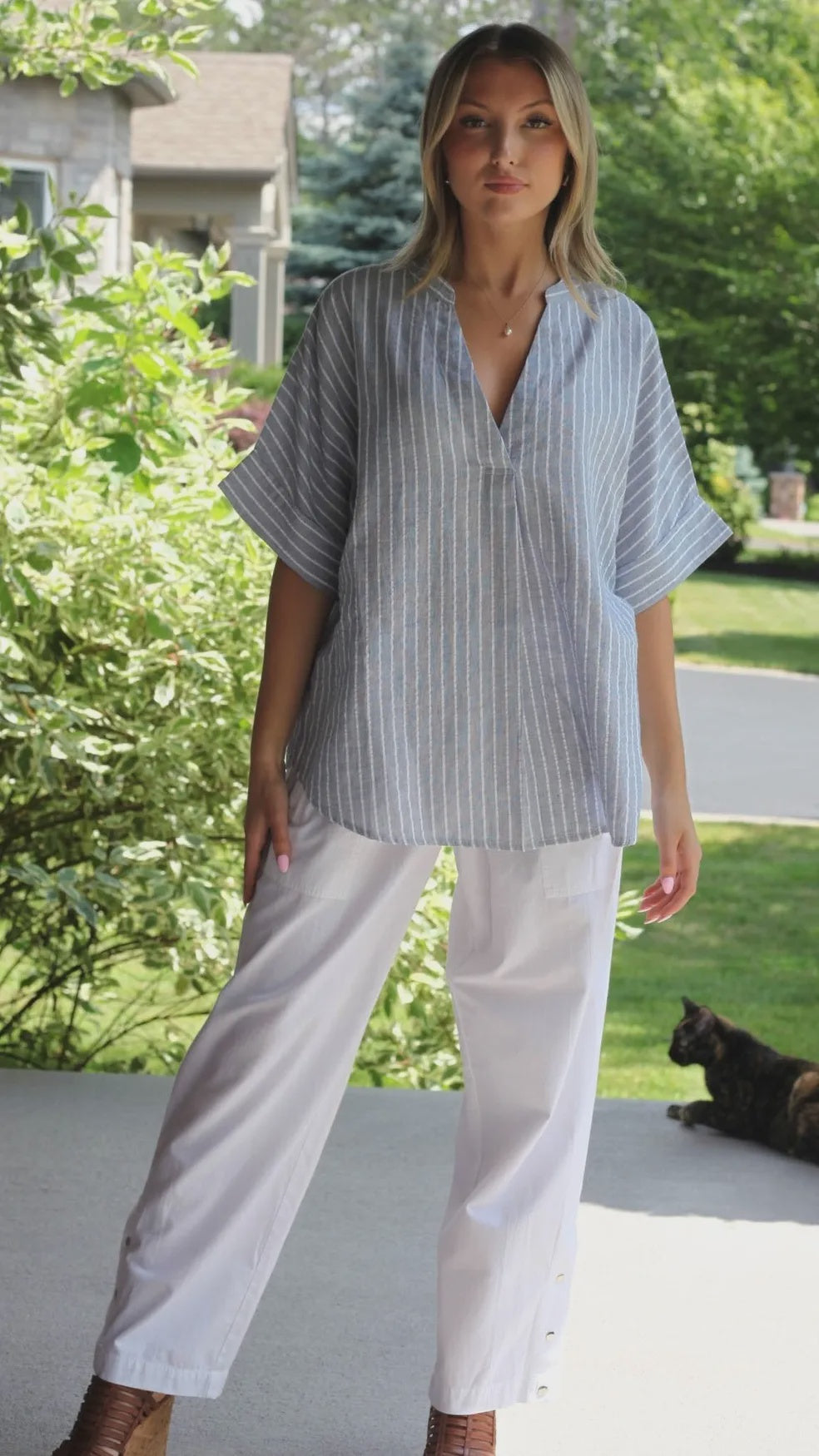 Mindy Blue Stripe Top