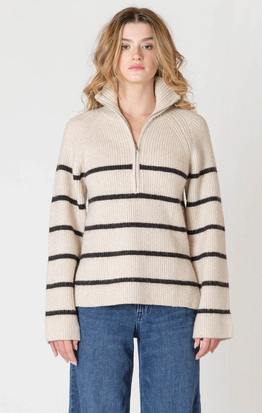 HALF-ZIP LONGLINE SWEATER