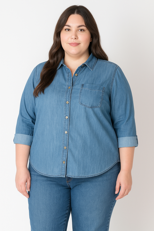 WASHED POCKET DENIM SHIRT